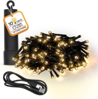 Spetebo LED-Lichterkette Deko Beleuchtung Akku betrieben per USB aufladbar 10 Tage Leuchtdauer, 160-flammig, mit Timer und 8 Funktionen