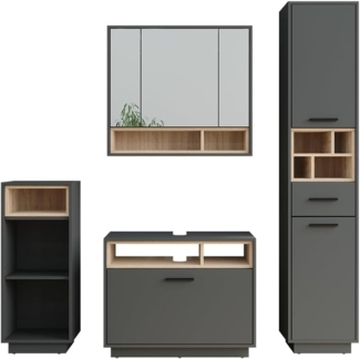 Badmöbel-Set Beatrice Anthrazit/Sonoma Set 4 Vicco
