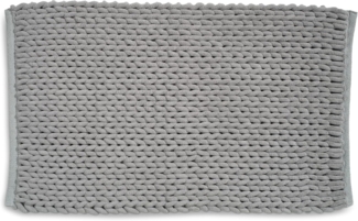 kela Badematte rutschfest 50 x 80 x 2 cm Marie, Badezimmerteppich grau, waschbar, recyceltes Polyester & Baumwolle, Badvorleger in Strickstruktur