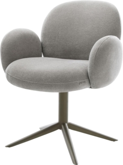 Drehstuhl Nube-Flex mit Armlehnen Strukturstoff Soft Grau Fußkreuz Effektfinish Titan 360° drehbar Wippfunktion Taschenfederkern