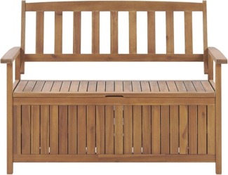 Gartenbank SOVANA 120 cm mit Stauraum Akazienholz Heller Holzfarbton