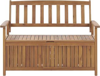 Gartenbank SOVANA 120 cm mit Stauraum Akazienholz Heller Holzfarbton