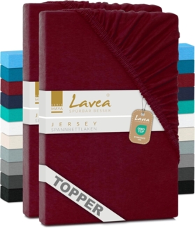 Lavea Spannbettlaken Maya, in Gr. 60x140, 90x200, 120x200, 140x200, 180x200 oder 200x220 cm, Baumwolle, Gummizug: rundum, (2 Stück), Jersey Spannbetttuch für Topper, Boxspring- und Wasserbetten