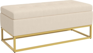 HOMCOM Sitzbank Truhenbank mit Stauraum und Stahlbeine (Aufbewahrungsbank, 1-St, Lagerbank), Beige, 110 x 44 x 49 cm