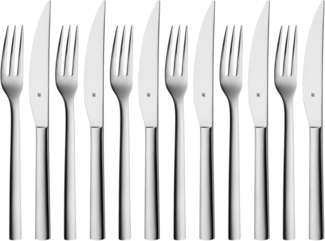 WMF 'Nuova' Steakbesteck, Edelstahl 18/10 silber, spülmaschinengeeignet, 12-tlg.