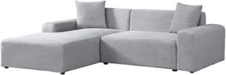 HOME DELUXE Ecksofa AMELIO Cord Grau Links - 240 x 178 cm