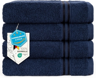 HAMMETEX Handtuch Set 4er Set Handtücher 50x100 cm, 100% Baumwolle, Weich & Saugstark, Frottier (Set, 4-St), mit Bordüre, einfarbig, weich