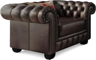 Möbel-Eins CHESTERFIELD Echtleder Sessel BRADFORD, antikbraun