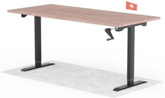 manuell höhenverstellbarer Schreibtisch EASY 180 x 80 cm - Gestell Schwarz, Platte Walnuss