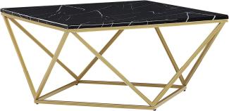 Couchtisch schwarz / gold Marmor Optik quadratisch 80x80 cm MALIBU