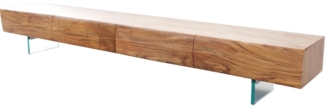 Lowboard New Live-Edge 240 cm Akazie Natur 4 Schubladen Glasfuß
