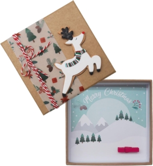 ZauberDeko Geschenkbox Geldgeschenk Weihnachten MIT NAME Natur Rentier Schal Schneelandschaft