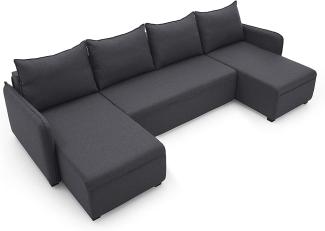 Atlantic Home Collection Dublin Schlafsofa mit Bettkasten, Polyester, Dunkelgrau, Wohnlandschaft DUESSELDORF