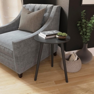 Vida Designs Runder Beistelltisch, Kleiner Beistelltisch für Wohnzimmer, Schlafzimmer, kleine Räume, einfache Montage, H51 x B40 x T40 cm (Schwarz)