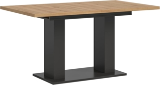 Ausziehbarer Esstisch (B/H/T): 150-190x76x80 in Artisan Nachbildung und grau Nachbildung mit Doppelsäulen-Fußgestell