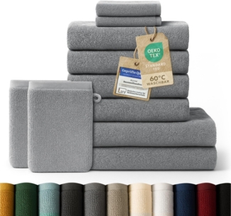 Blumtal Handtuch Set Blumtal 10 Teilig - Handtücher Set 100% Baumwolle, weich und saugstark, Frottee (10er Set), 2 Bade-, 4 Hand-, 2 Gästetücher + 2 Waschlappen