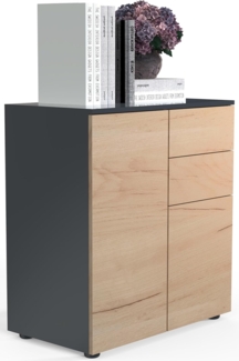 VCM Kommode & Sideboard Dalosa 918339 Anthrazit / Honig-Eiche H. 77 x B. 70 x T. 39cm