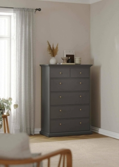 Dmora - Kommode Colombe, Mehrzweckkommode, Schlafzimmerkommode, Schrank mit Schubladen, 96x49 h139 cm, Grau