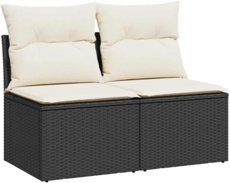 vidaXL 2-tlg. Garten-Sofagarnitur mit Kissen Schwarz Poly Rattan 3325232