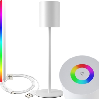 tectake Schreibtischlampe Akku-Tischlampe, Warmweiß, Dimmbare Retro-Tischlampe mit gemütlichem, warmweißem Licht