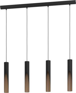 Eglo 900875 Hängeleuchte BARBOTTO Stahl, Holz schwarz, braun GU10 4X4,5W L:92. 5cm B:6cm H:110cm