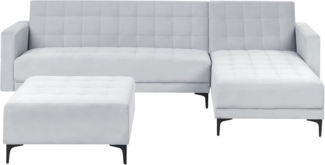 Modul Eckschlafsofa ABERDEEN Samtstoff Hellgrau 4-Sitzer linksseitig