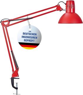 Maul LED Schreibtischlampe MAULstudy | Verstellbare Klemmleuchte mit Gelenkarm für Büro, Arbeitszimmer und Schreibtisch | Elegante Bürolampe aus Metall | Inklusive LED-Leuchtmittel | Rot