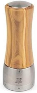 PEUGEOT - Salzmühle Madras u‘Select 16 cm -6 voreingestellte Mahlgrade - Innovatives Zirlion-Mahlwerk für pulverfeines Salz - Aus PEFC-zertifiziertem Olivenholz und Edelstahl - Französisches Know-how