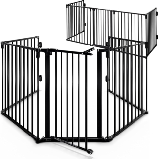 Casaria Kamingitter, 2er Set Kaminschutzgitter Tür Schloss Faltbar 612x76 cm Absperrgitter