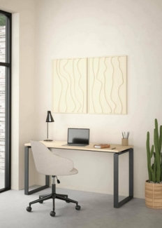Dmora - Schreibtisch Michele, Mehrzweckschreibtisch, Bürotisch für PC, Eckschreibtisch, 150x60 h76 cm, Eiche und Grau
