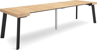Skraut Home | Ausziehbarertisch | Multifunktionaler ausziehbarer | 300 | Für 14 Gäste | Hölzerne Beine | Moderner Stil | Eiche