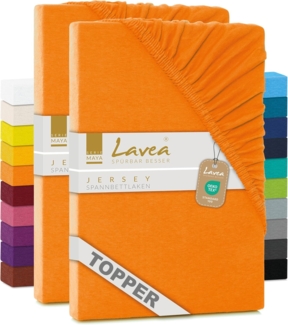 Lavea Spannbettlaken Maya, in Gr. 60x140, 90x200, 120x200, 140x200, 180x200 oder 200x220 cm, Baumwolle, Gummizug: rundum, (2 Stück), Jersey Spannbetttuch für Topper, Boxspring- und Wasserbetten