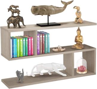 BAKAJI Bücherregal mit 5 Einlegeböden aus Melaminholz, modernes Design für Wohnzimmer, Wohnzimmer, Haus oder Büro, Größe 80 x 20 x 50,5 cm (Beige)