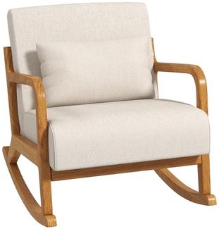 HOMCOM Schaukelstuhl Schwingsessel Relaxsessel mit weicher Polsterung (Schaukelsessel, 1 St), für Schlafzimmer, Wohnzimmer, Creme