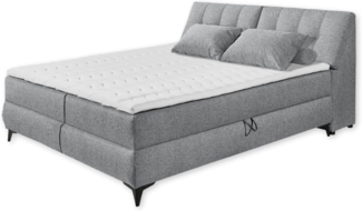 Stella Trading Atlantis 6 Boxbett 180x200 in Grau - Bequemes Doppelbett mit Bettkästen und Kaltschaum Topper - 185 x 102 x 240 cm (B/H/T)