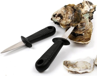 BAYLI Pizzaschneider 2er Set Austernmesser mit Öse zum Aufhängen, Messer für Meeresfrüchte