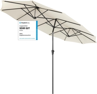 Sekey Balkonschirm 300 x 160 cm Doppelsonnenschirm Marktschirm mit Kurbel, Neigbar, LxB: 300,00x160,00 cm, Oval Gartenschirm mit Sonnenschutz UV50+, windstabil