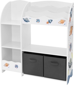 Joyz Spielzeugtruhe Kinderregal Kindermöbel Kinderzimmerregal Spielzeug Spielzimmer Möbel, Weltraum Bücherregal mit 8 Ablagen & 2 Boxen Pressspan / Vlies