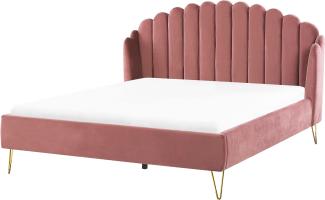 Bett mit Lattenrost AMBILLOU 180 x 200 cm Samtstoff Rosa