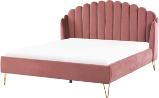 Bett mit Lattenrost AMBILLOU 180 x 200 cm Samtstoff Rosa