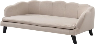 Vente-unique - Tiersofa - 97 x 59 x 35 cm - Samt & Holzgestell - Beige - PARUPA