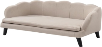 Vente-unique - Tiersofa - 97 x 59 x 35 cm - Samt & Holzgestell - Beige - PARUPA