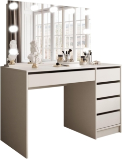 Lookway Schminktisch MADA ELITE KASCHMIR mit Spiegel und LED Beleuchtung (1x Schreibtisch 1x Spiegel), Breite: 120 cm
