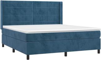 vidaXL Boxspringbett mit Matratze Dunkelblau 160x200 cm Samt