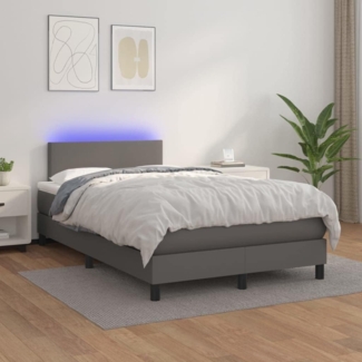vidaXL Boxspringbett mit Matratze & LED Grau 120x200 cm Kunstleder 3134097