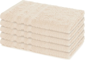 Lavea Gästehandtuch Elena, 30x50cm aus 100% Baumwolle, fusselfreies, pflegeleichtes hautfreundliches Gästehandtuch-Set (Set, 5-St), einzigartig weiche Frottee Gästehandtücher für jeden Hauttyp