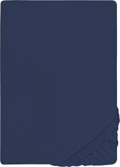 Biberna Jersey Elasthan Spannbettlaken Spannbetttuch 90x190 cm - 100x220 cm Marine