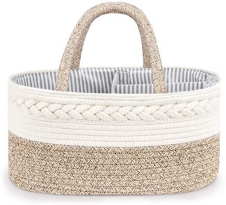 Maliton Baby-Windel-Organizer, stilvoller Baumwollseil, Babykorb, Kinderzimmer, Aufbewahrungs-Organizer für Wickeltisch, extra großer Windelbehälter für Babysachen, Baby-Registrierungs-Must-Have