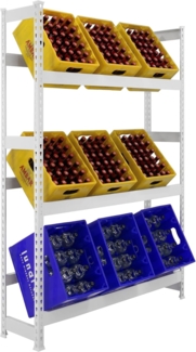 Simonrack Getränkekistenregal, 9 Kästen, Flaschenregal, Getränkekistenhalter, Kistenregal, Blau - Simonbottle