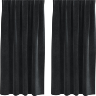 vidaXL Vorhänge mit Vorhängen 2 pcs Schwarz 140 x 175 cm Samt 4107169
